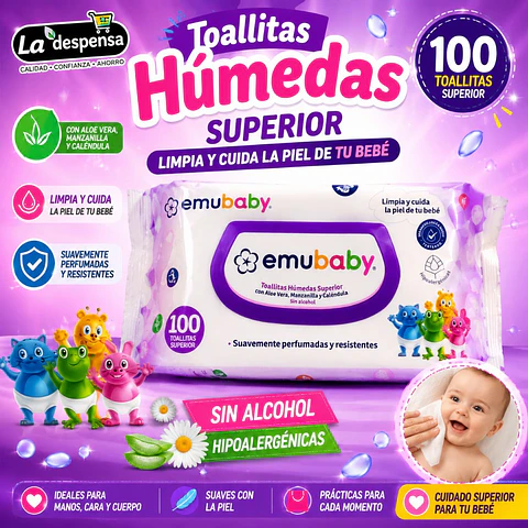 Toallitas Húmedas Emubaby 100un