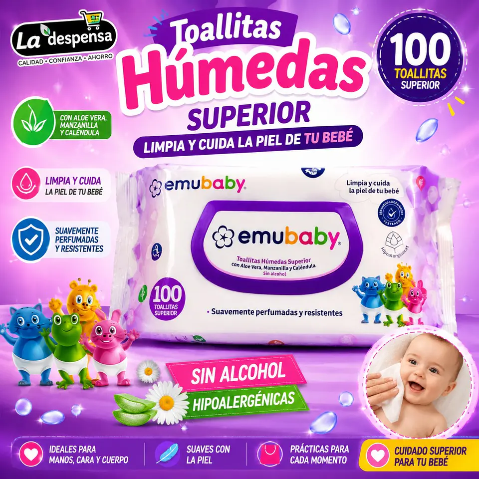 Toallitas Húmedas Emubaby 100un 1