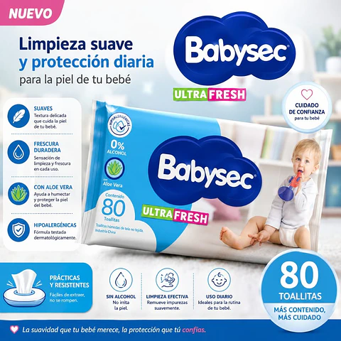 Toallitas Húmedas Babysec Ultra Fresh 80 u