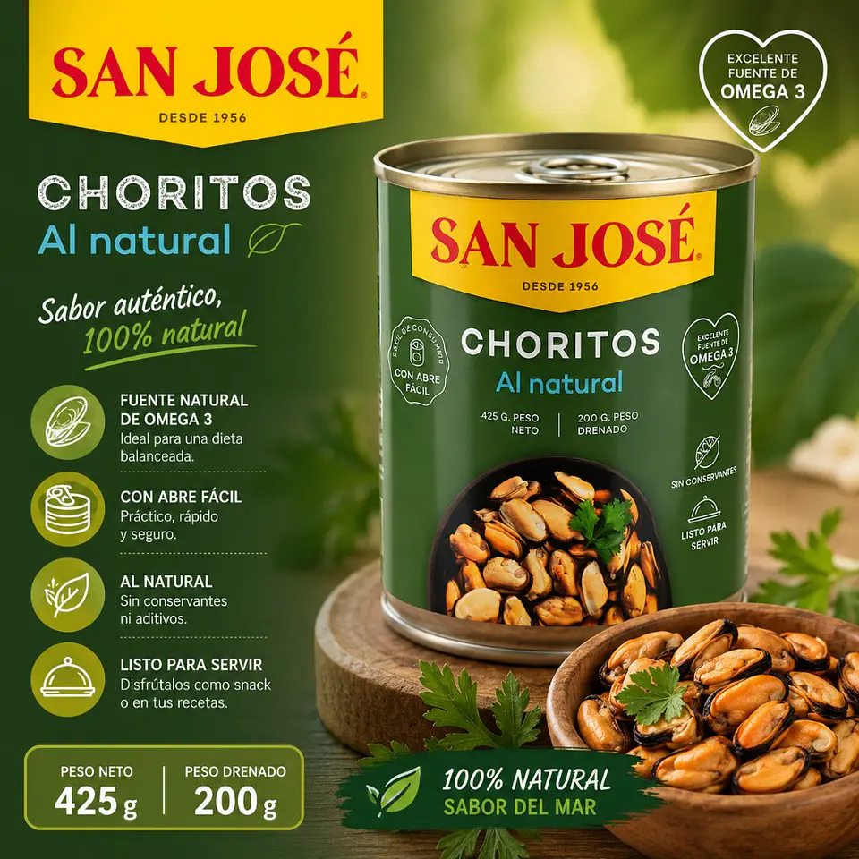 Choritos al Natural San José Drenado 200g Neto 425g 1