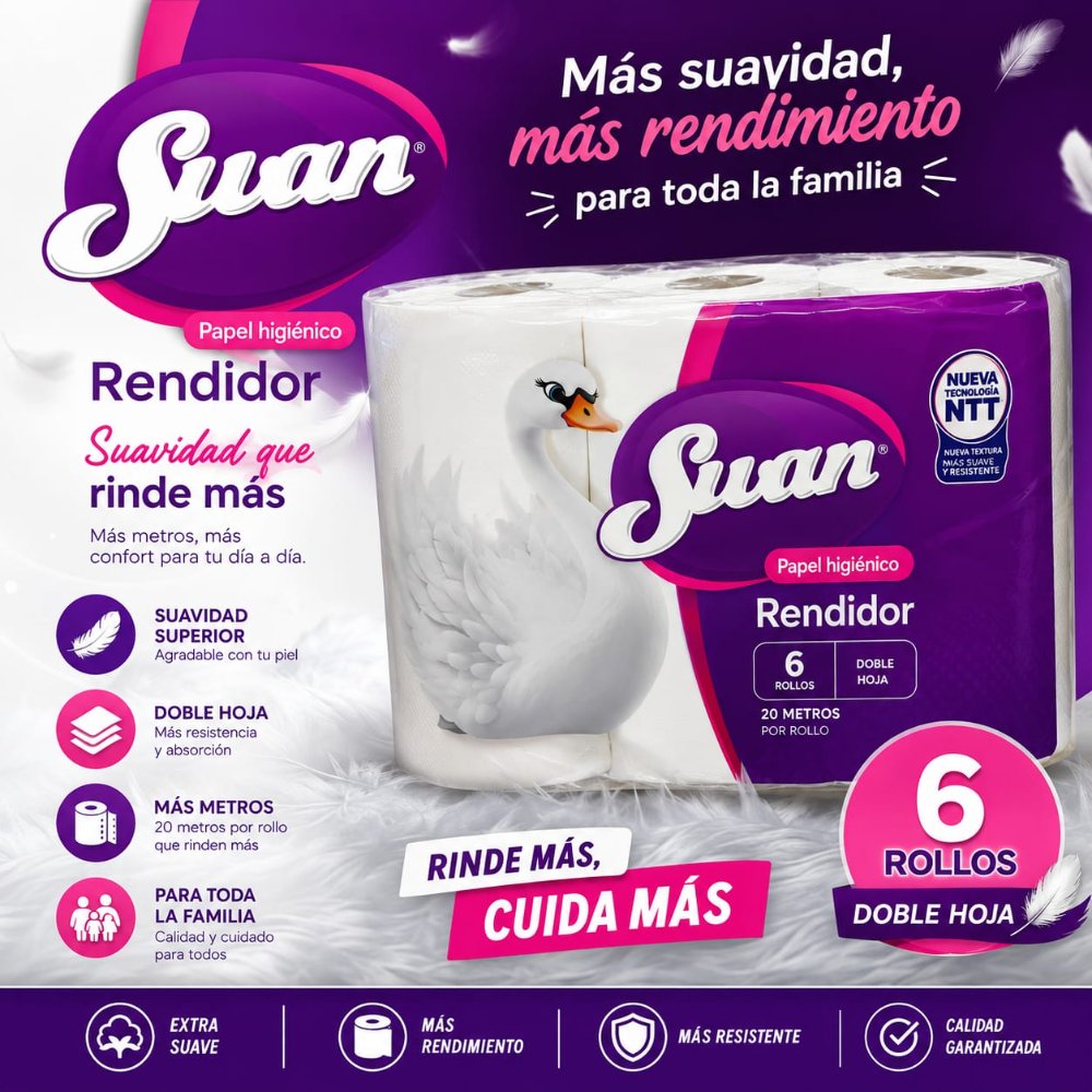 Papel Higiénico Doble Hoja Swan 6 x 20 m