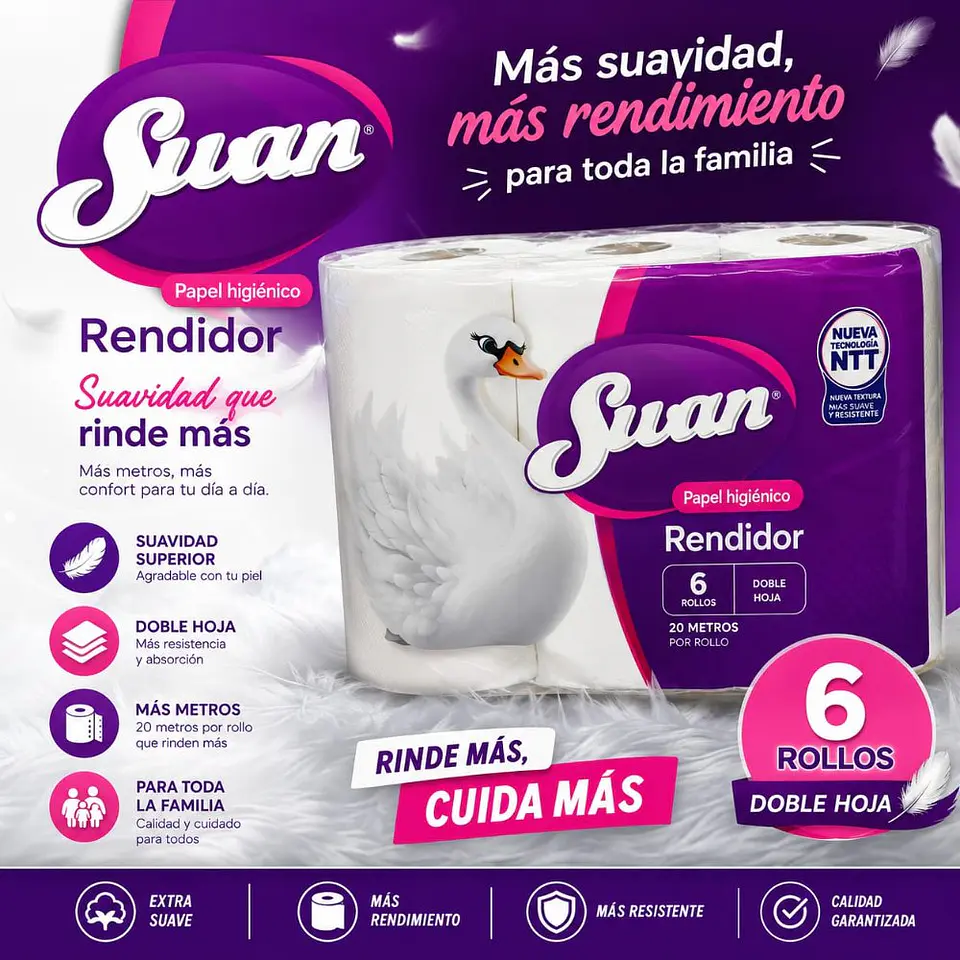 Papel Higiénico Doble Hoja Swan 6 x 20 m 1