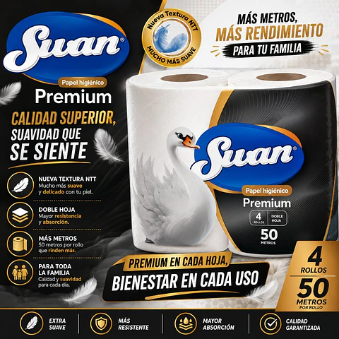 Papel Higiénico Doble Hoja Swan 4 x 50 m