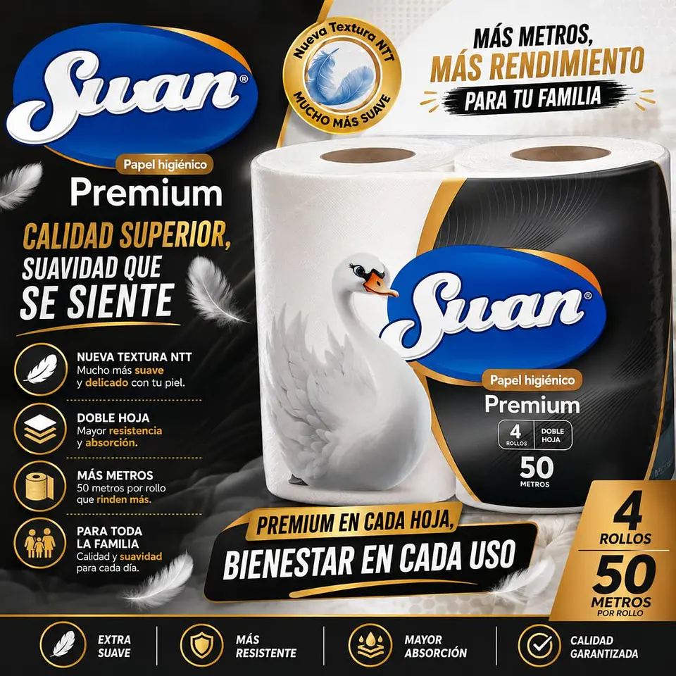 Papel Higiénico Doble Hoja Swan 4 x 50 m 1