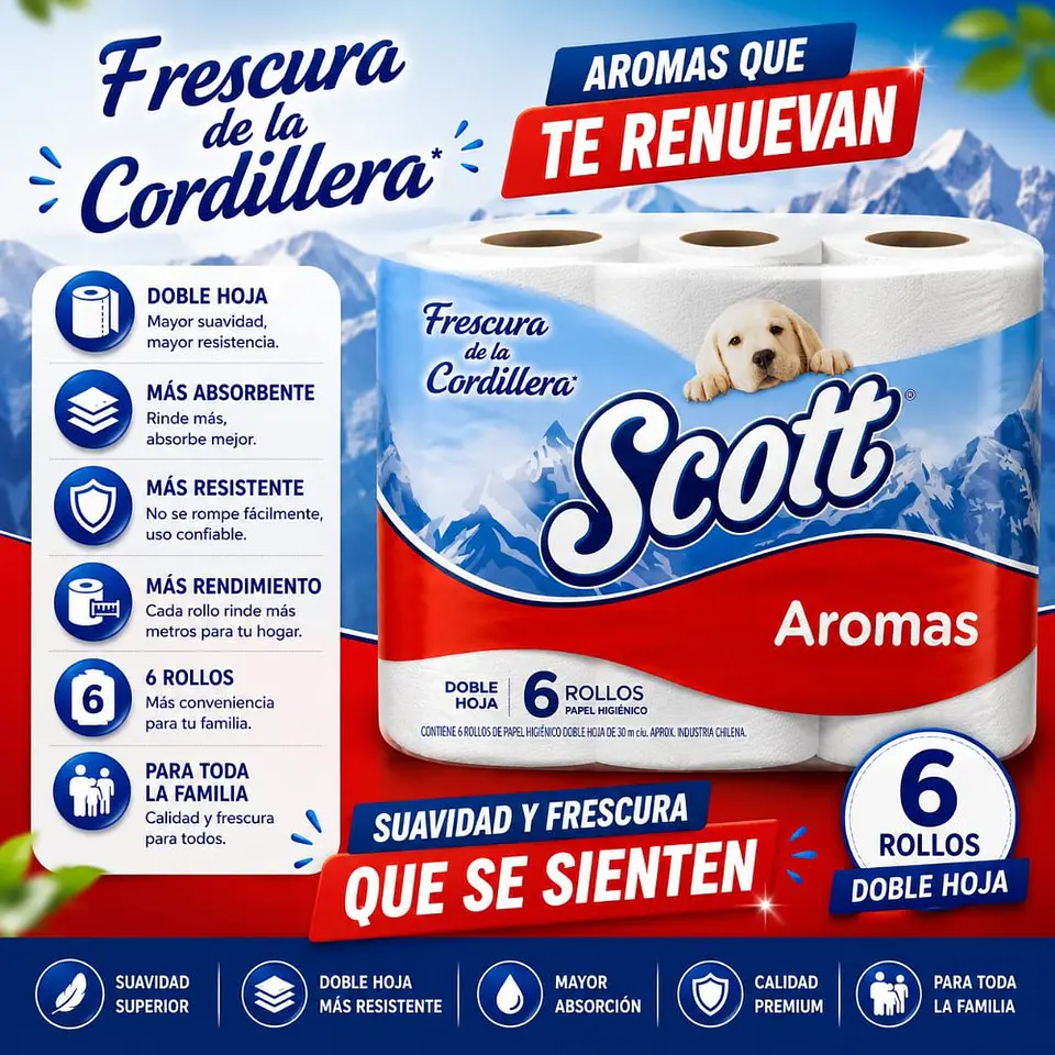 Papel Higiénico Aromas Doble Hoja Scott 6 rollos 1