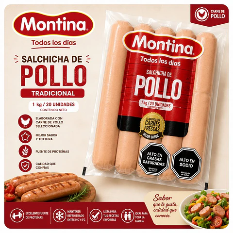 Salchicha de Pollo Montina 20u