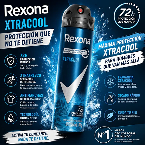 Desodorante Aerosol Rexona Men Xtracool Hombre 150 ml
