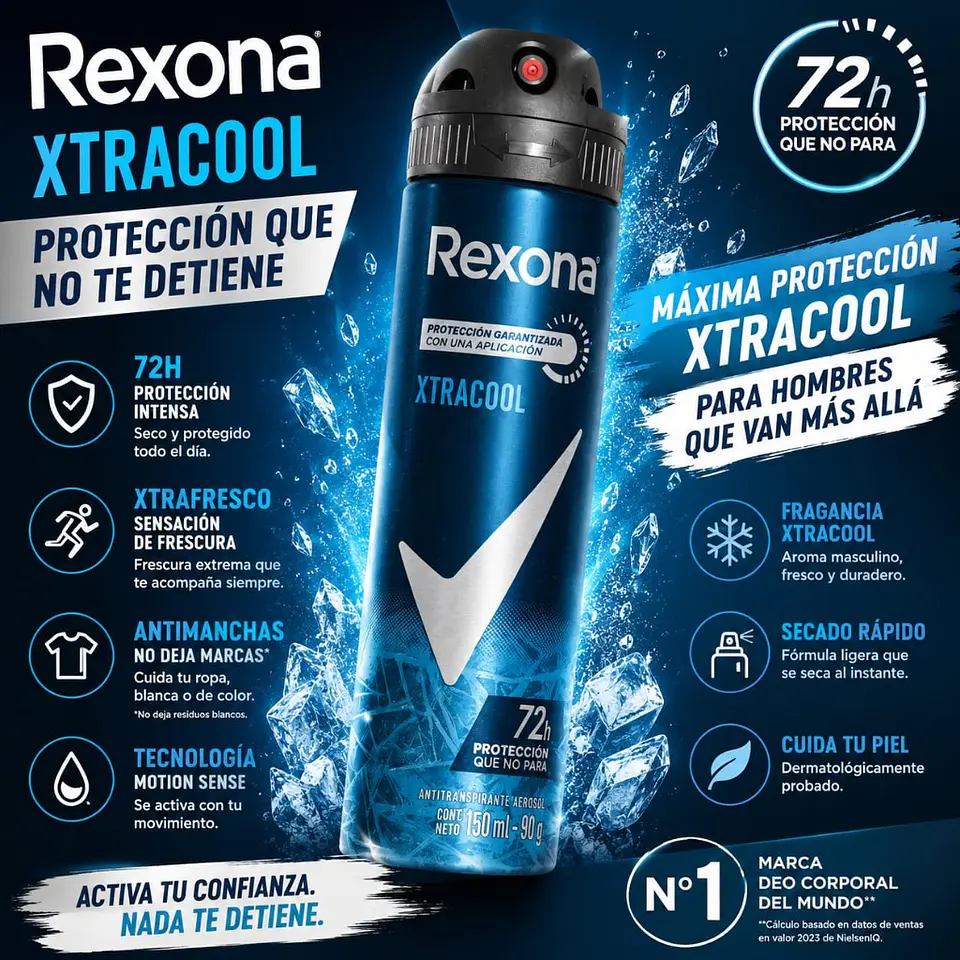Desodorante Aerosol Rexona Men Xtracool Hombre 150 ml 1