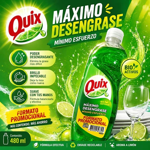 Lavaloza Limón con Bio Activos Quix 480ml