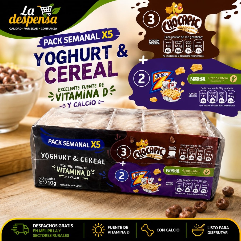 Yoghurt con Cereal 1+1 Pack x5 Zucaritas + Chocapic