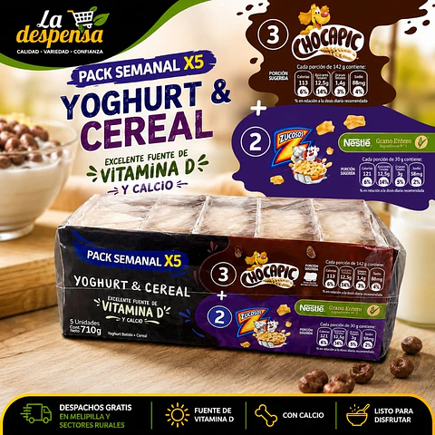 Yoghurt con Cereal 1+1 Pack x5 Zucaritas + Chocapic