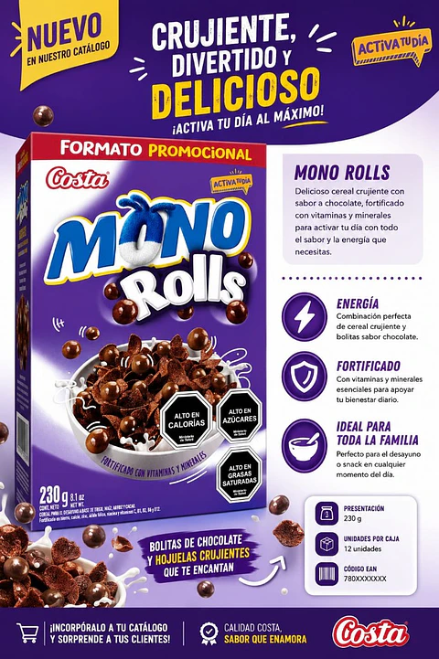 Cereal Mono Rolls 230 gr