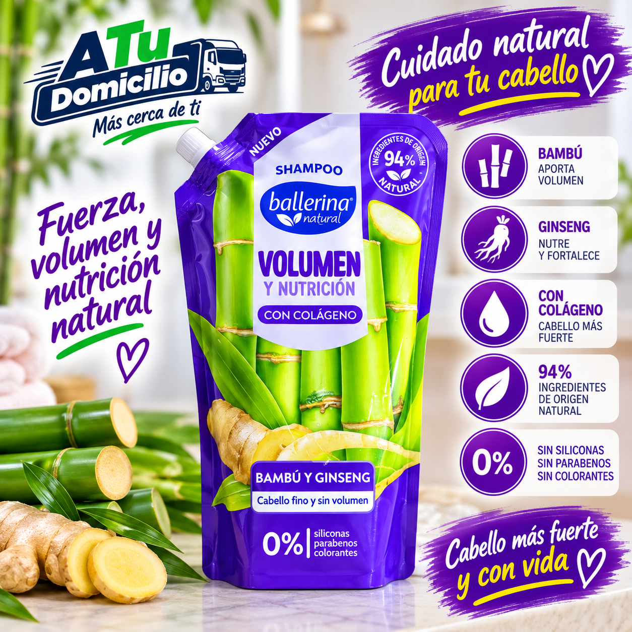 ACONDICIONADOR BALLERINA VOLUMEN/NUTRICION 750ML (12)