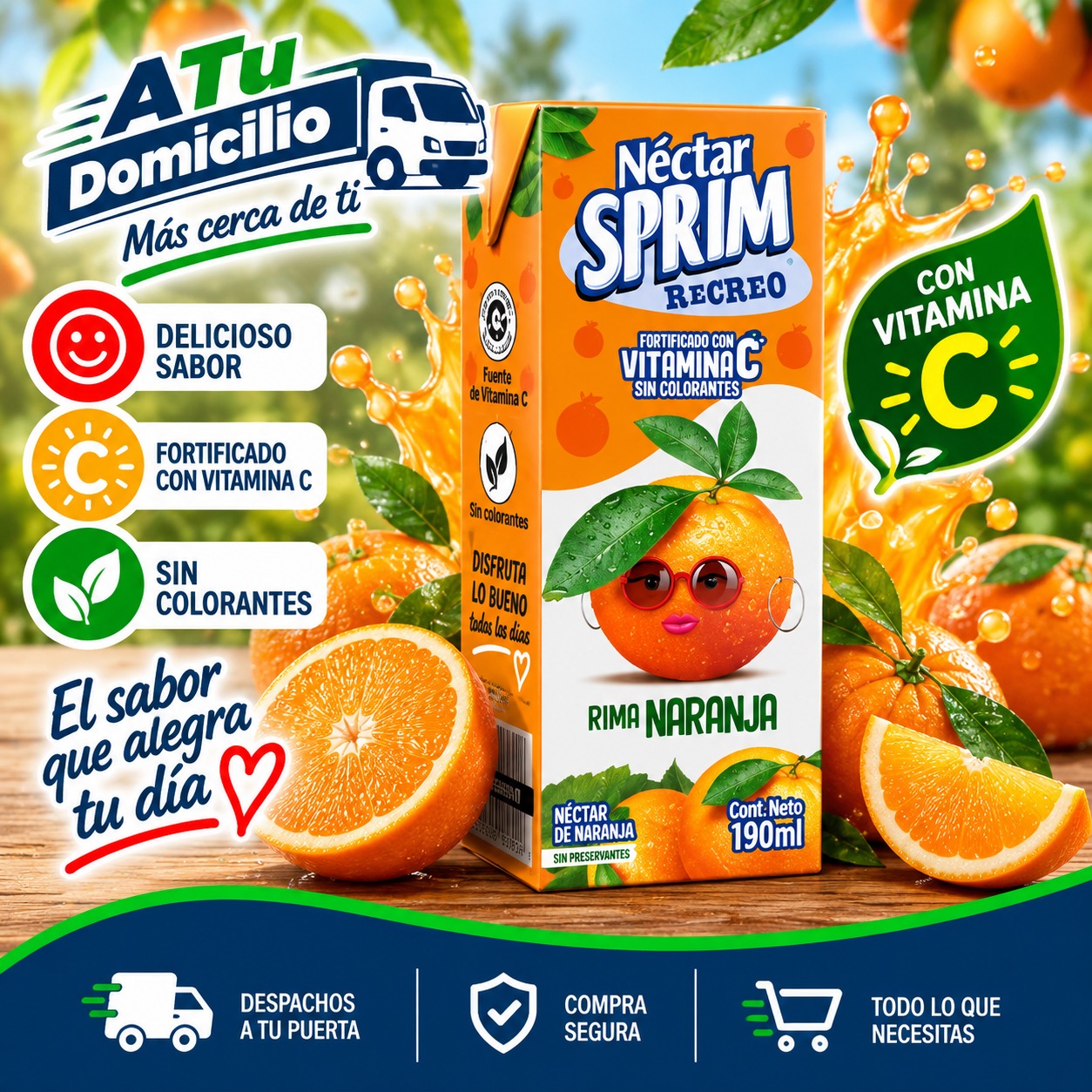 Néctar Sprim Naranja ( 3 x 190 ML )