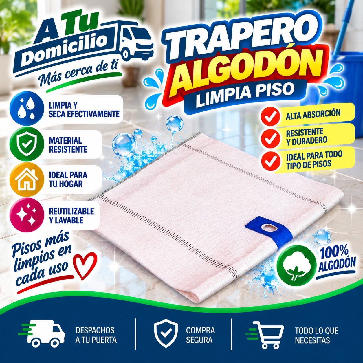 Trapero Algodón Simple Absorbente 1 Un