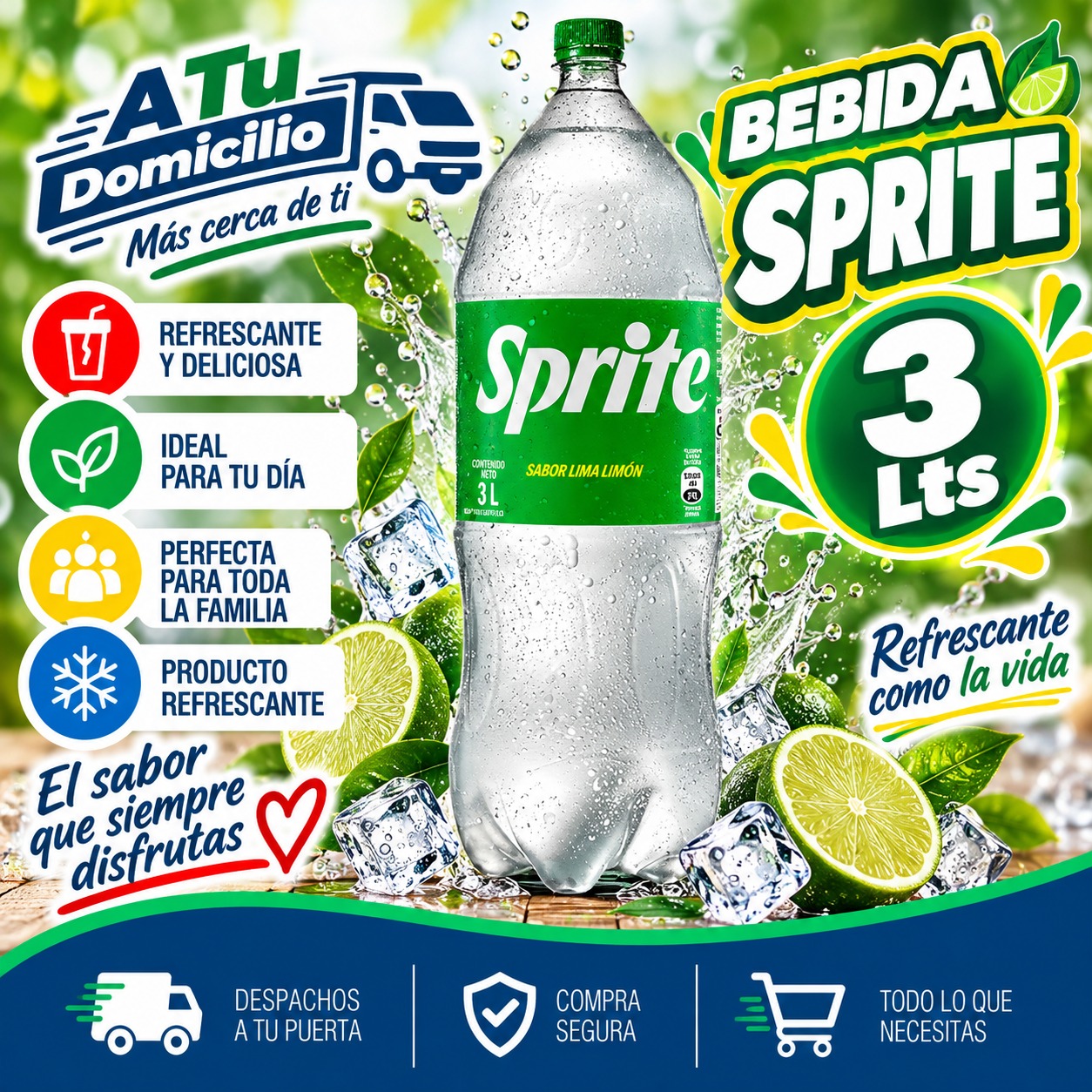 Bebida Sprite desechable 3 L