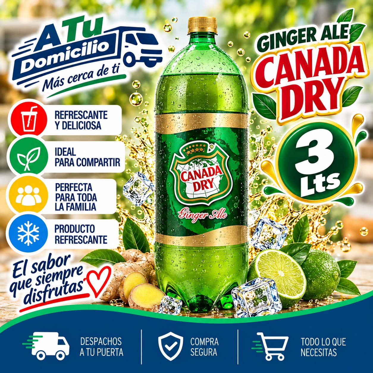 Bebida Canada Dry ginger ale 3 L