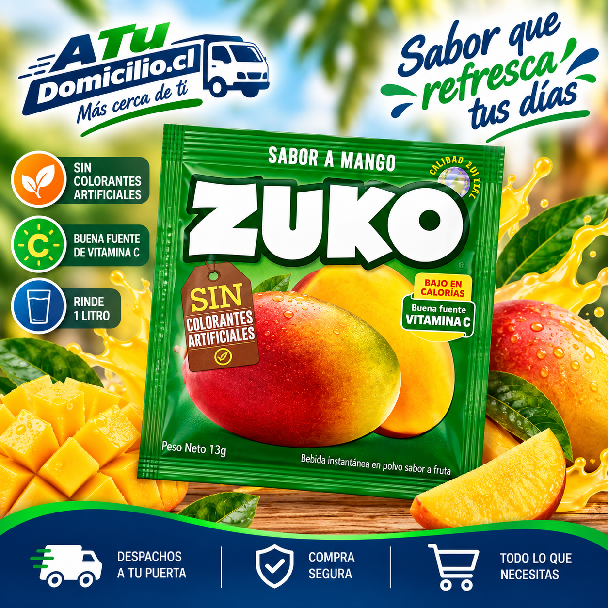 Jugo en Polvo Sabor Mango Zuko 15 g