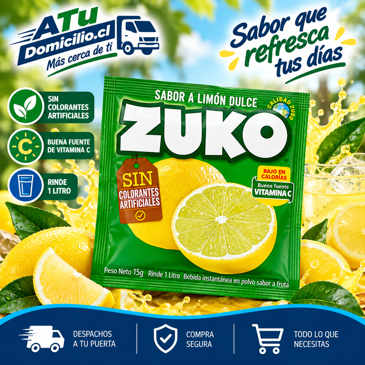 Jugo en Polvo Sabor Limón Dulce Zuko 15 g