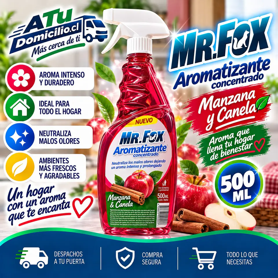 Aromatizante Concentrado Manzana y Canela Mr. Fox 500 ml 1