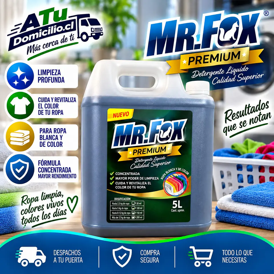 Detergente Líquido Premiun Verde Mr. Fox 5 L 1