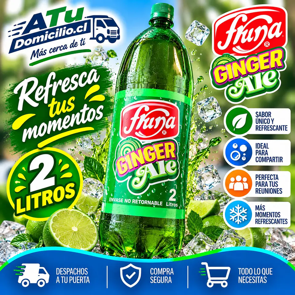 Bebida Ginger Ale Fruna desechable 2 L 1