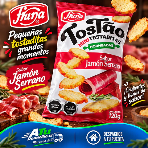 Tostao Mini Tostaditas Sabor Jamón Serrano 120 g