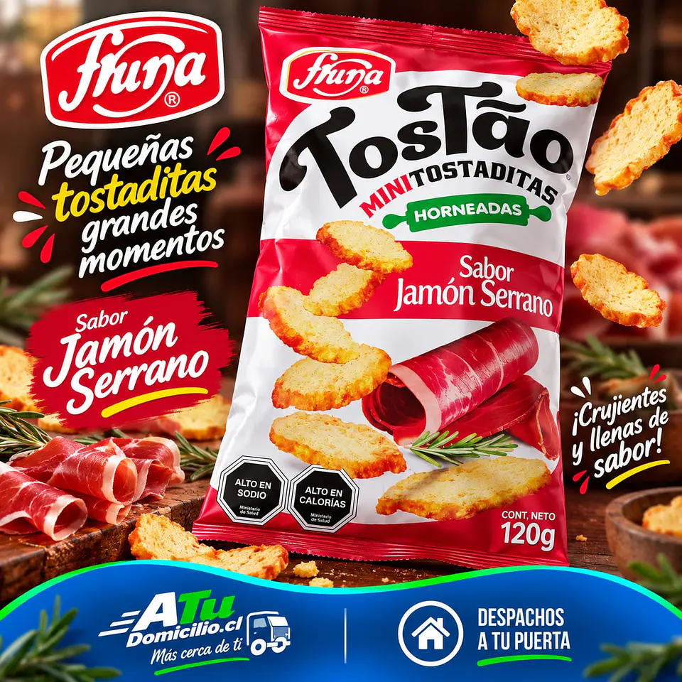 Tostao Mini Tostaditas Sabor Jamón Serrano 120 g 1