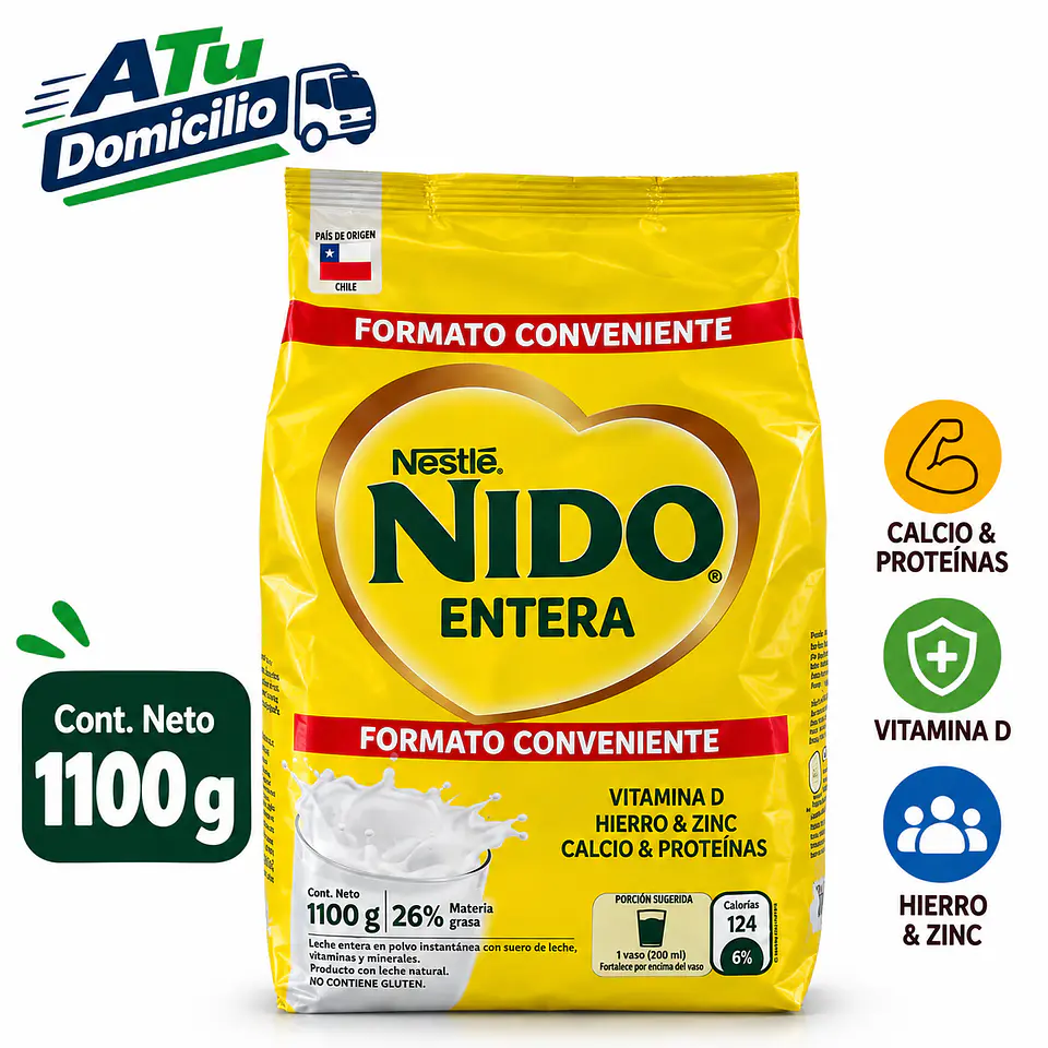 Leche en Polvo Entera Nido 1100g 2