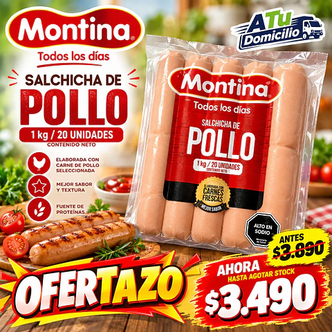 Salchicha de Pollo Montina 20u
