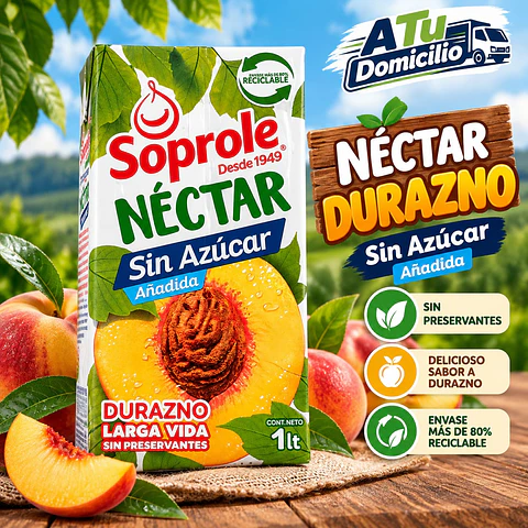 Néctar Sabor Durazno Sin Azúcar Soprole 1 L