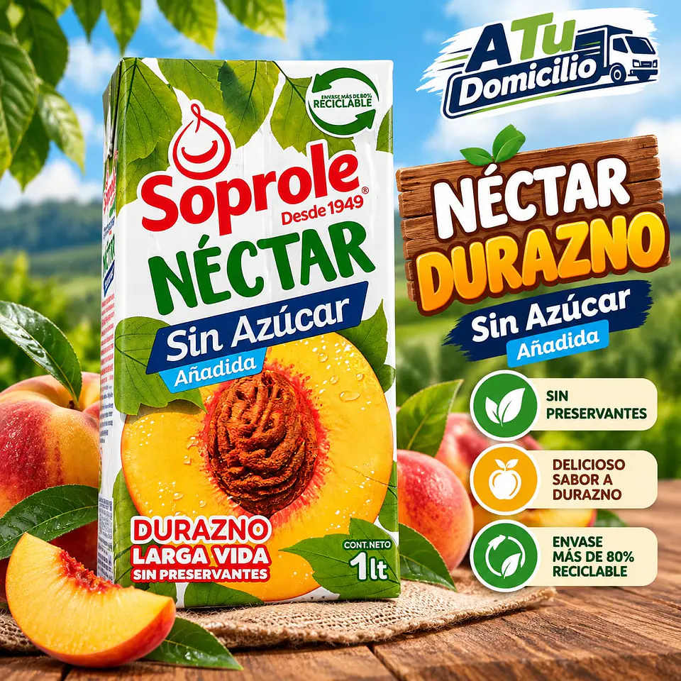 Néctar Sabor Durazno Sin Azúcar Soprole 1 L 1