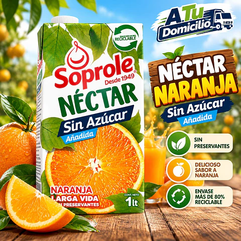 Néctar Sabor Naranja Sin Azúcar Soprole 1 L