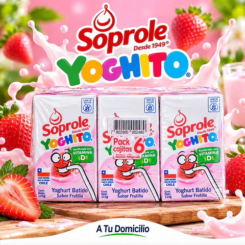 Yoghurt Batido Yoguito Sabor Frutilla Soprole Pack 6 unidades 115g