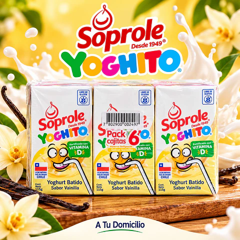 Yoghurt Batido Yoguito Sabor Vainilla Soprole Pack 6 unidades 115g
