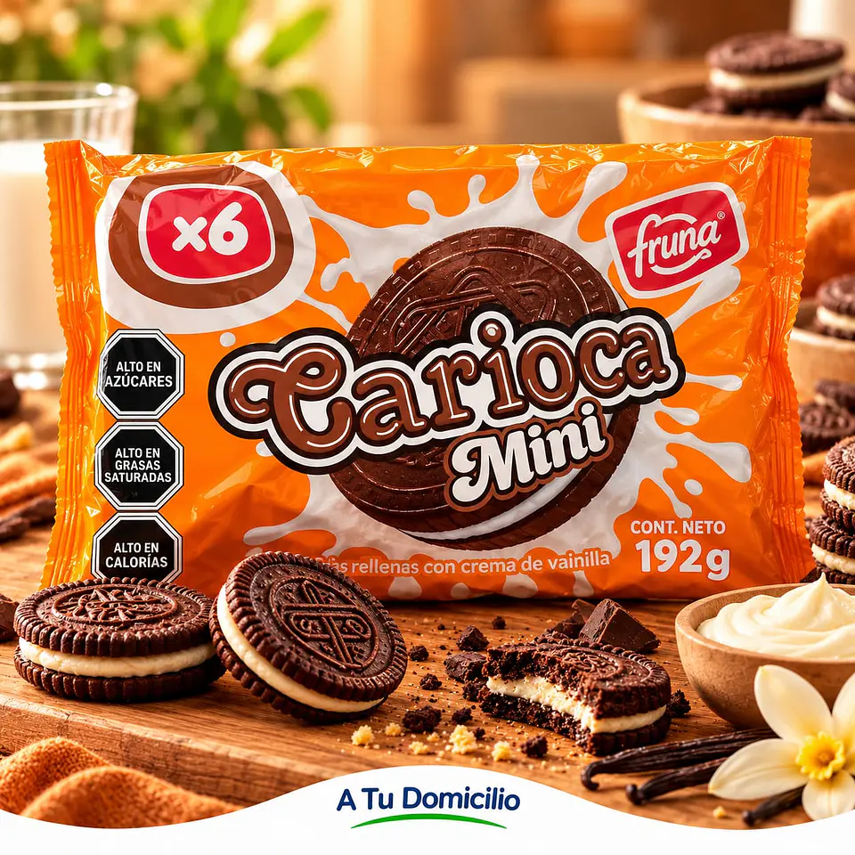 Galleta mini carioca Fruna - pack de 6 paquetes mini (4 galletas cada paquete) 1
