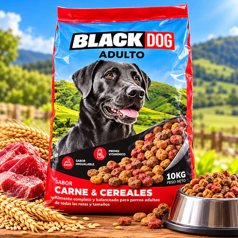 Alimento Para Perros Black Dog Adulto Carne y Cereales 10 kg 