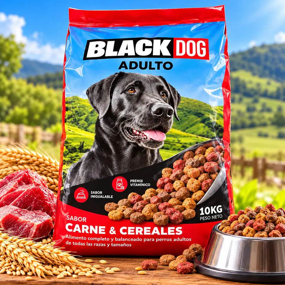 Alimento Para Perros Black Dog Adulto Carne y Cereales 10 kg  1