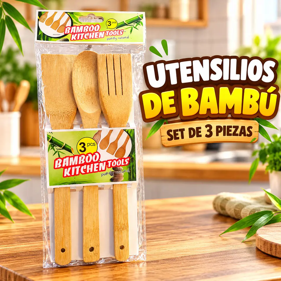 Juego de Utensilios De Bambú 3 Piezas 1