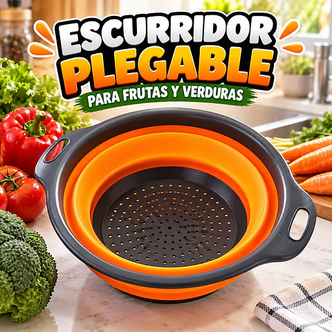 Colador plegable de cocina de silicona para drenar pasta verduras y frutas