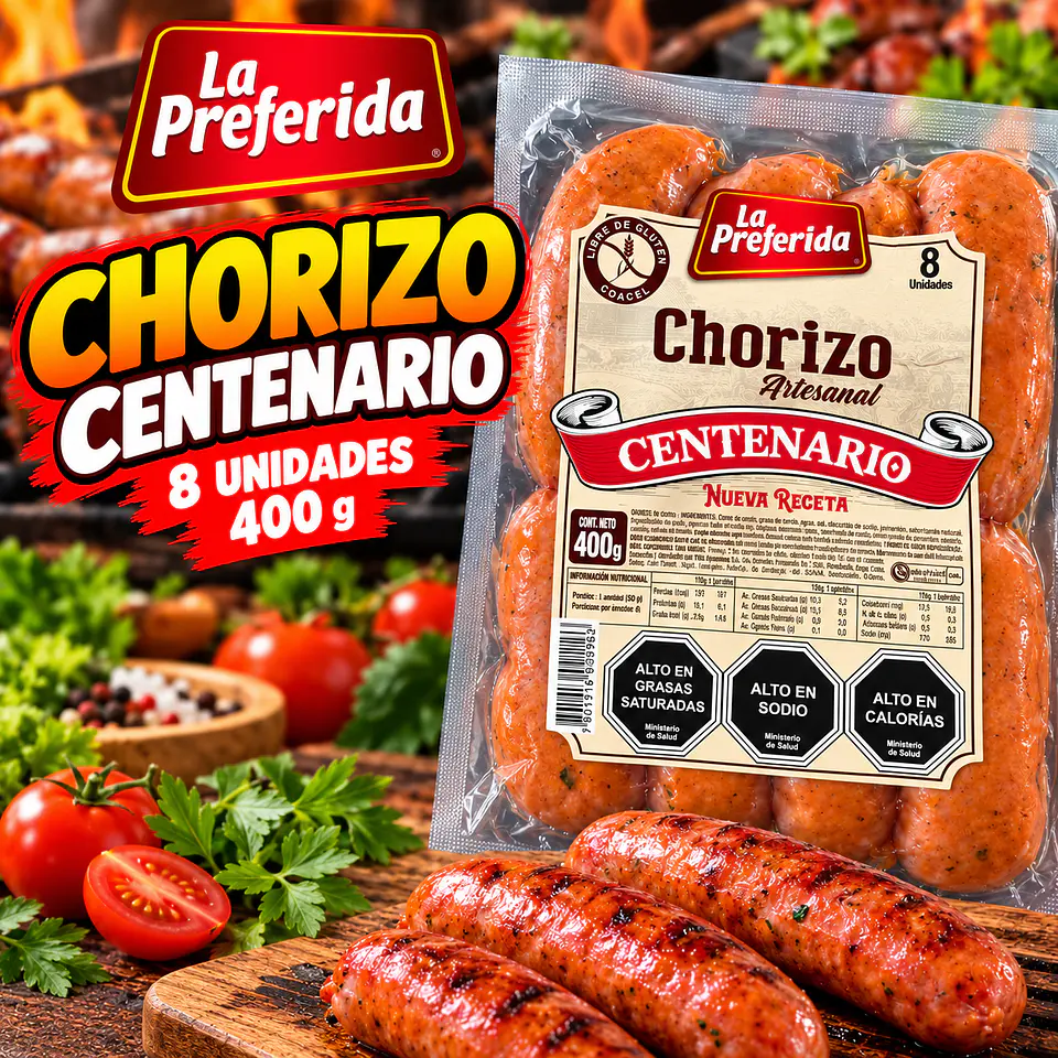 Chorizo Artesanal Centenario La Preferida 8 Un 400 g 1