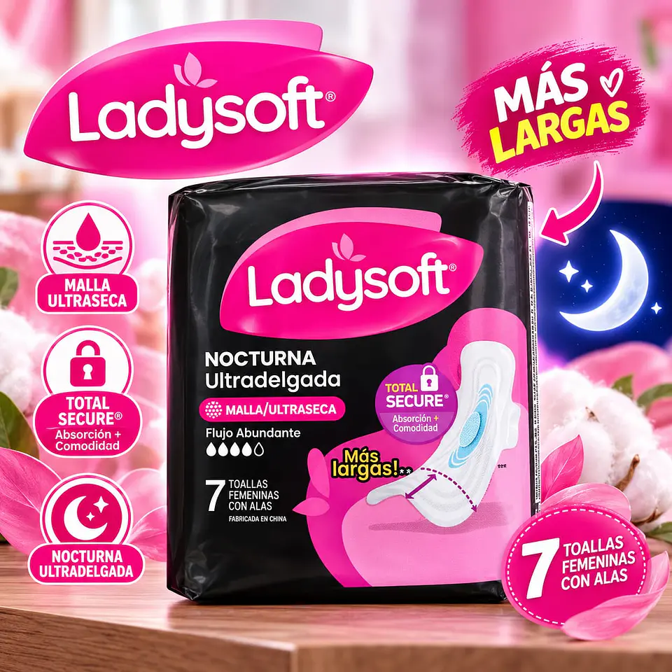 Toallas Higiénicas Ladysoft Nocturna Ultradelgada 7 un 1