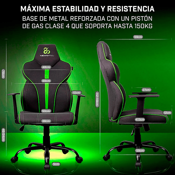 Silla Gamer Fafnir Verde/Negro 8