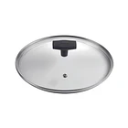 Tapa Vidrio Templado Borde Acero Inox c/Agujero de Vapor 16cm 1