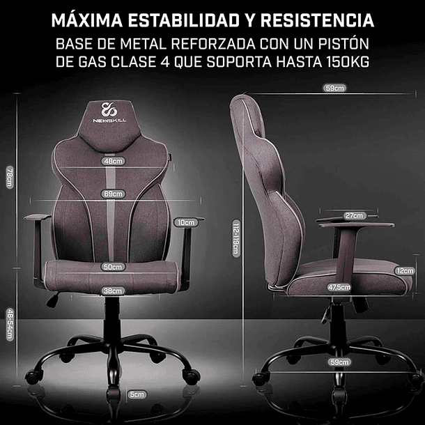 Silla Gamer Fafnir Gris-Negro 8
