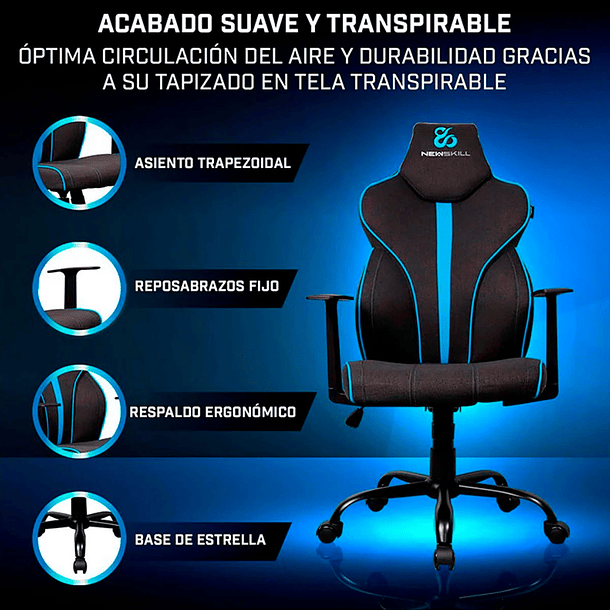 Silla Gamer  Fafnir Azul/Negro 6