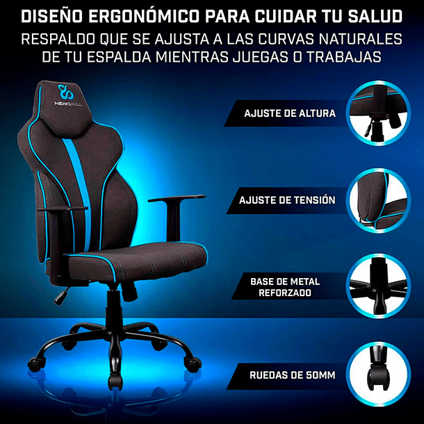 Silla Gamer  Fafnir Azul/Negro 7