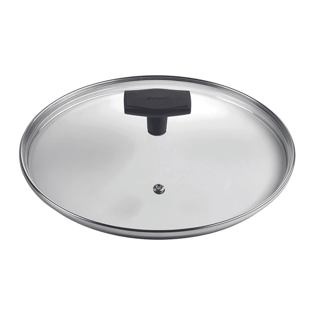 Tapa Vidrio Templado Borde Acero Inox c/Agujero de Vapor 20cm 1