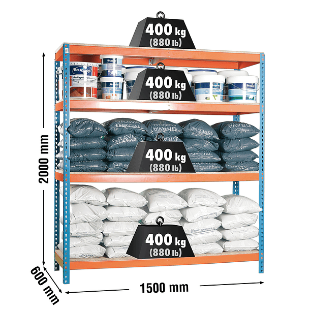 Estantería Ecoforte 1506-4 Chipboard Azul/Naranja 2