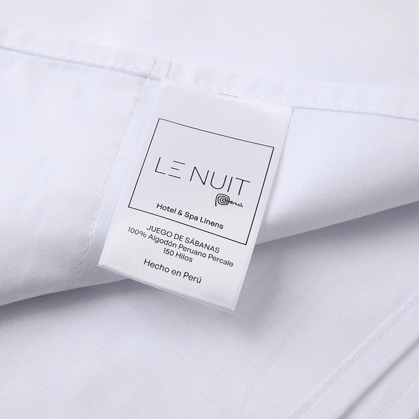 Sábanas 150 Hilos  Algodón Peruano  Percale Liso Blanco 2 Plazas 2